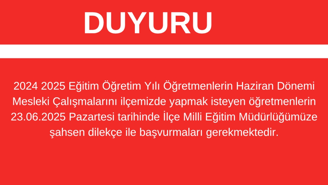  İLÇEMİZDE SEMİNER ÇALIŞMALARINA KATILACAK ÖĞRETMENLERİN DİKKATİNE